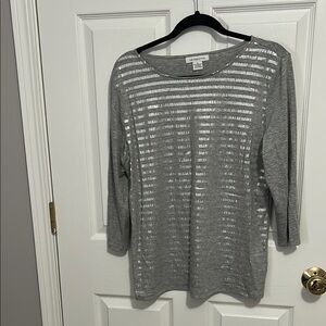 Liz Claiborne Silver Sequin Oversized Blouse